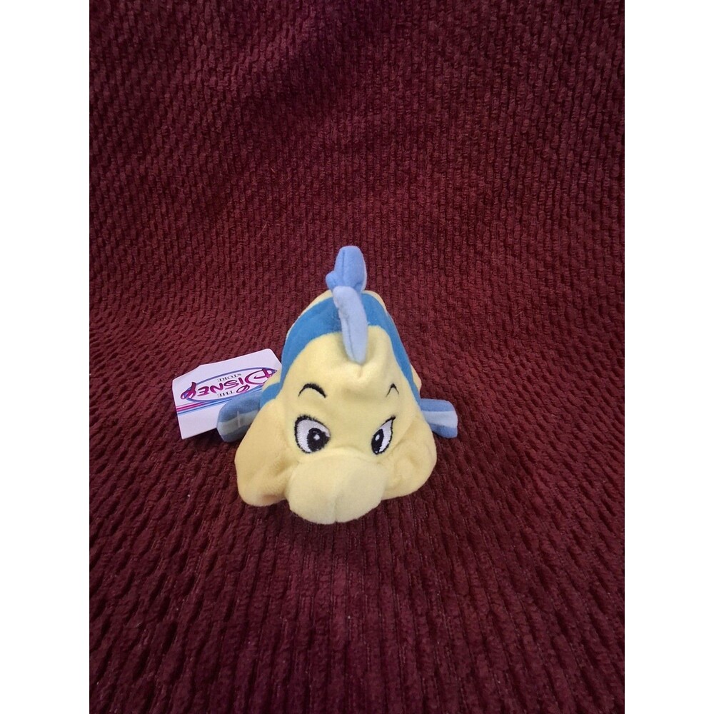 Disney Store Plush Bean Bag Ariel Little Mermaid Flounder Fish 6"